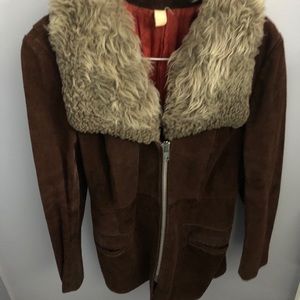 Vintage leather suede bomber jacket